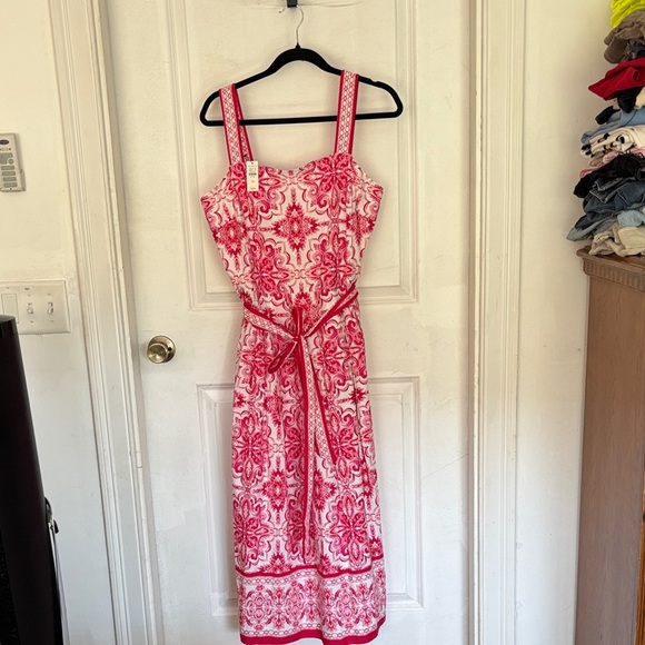 Floral fuschia and White Sundress with Belt - Picture 2 of 5